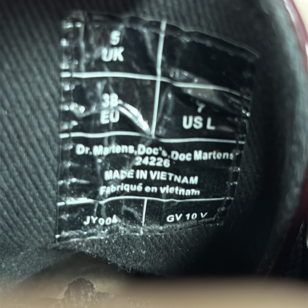 SOLD IN STORE Dr. Martens 1460 Vegan Leather Lace Up Boots in Cherry Size 7 - Picture 9 of 10